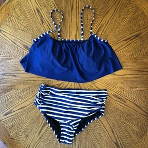 Striped High Waist Bikini